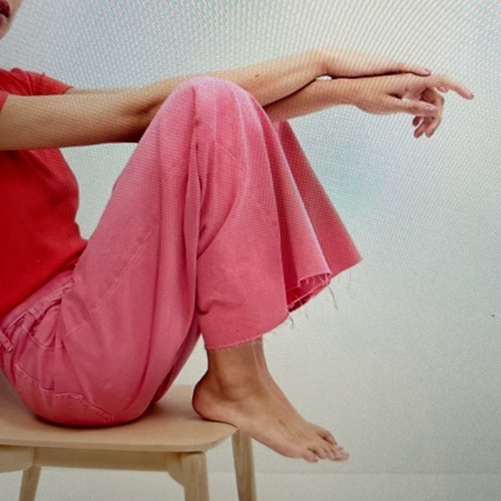 NWT Gap high rise, wide leg pink jeans. Size 14/32R